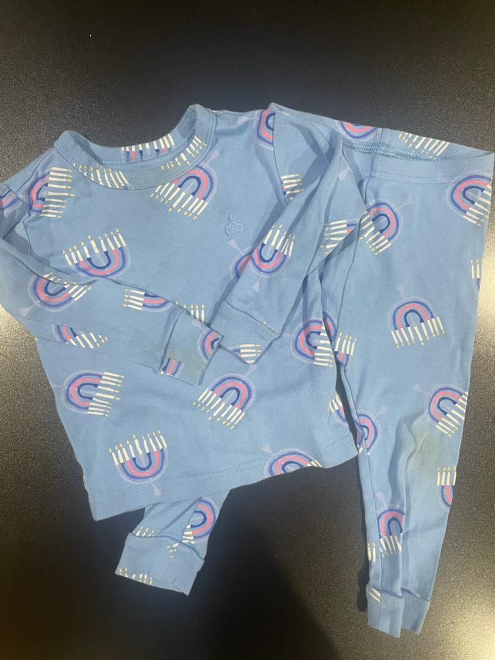 GAP Blue Menorah Print Pajama Set 18-24 mo. 🕎